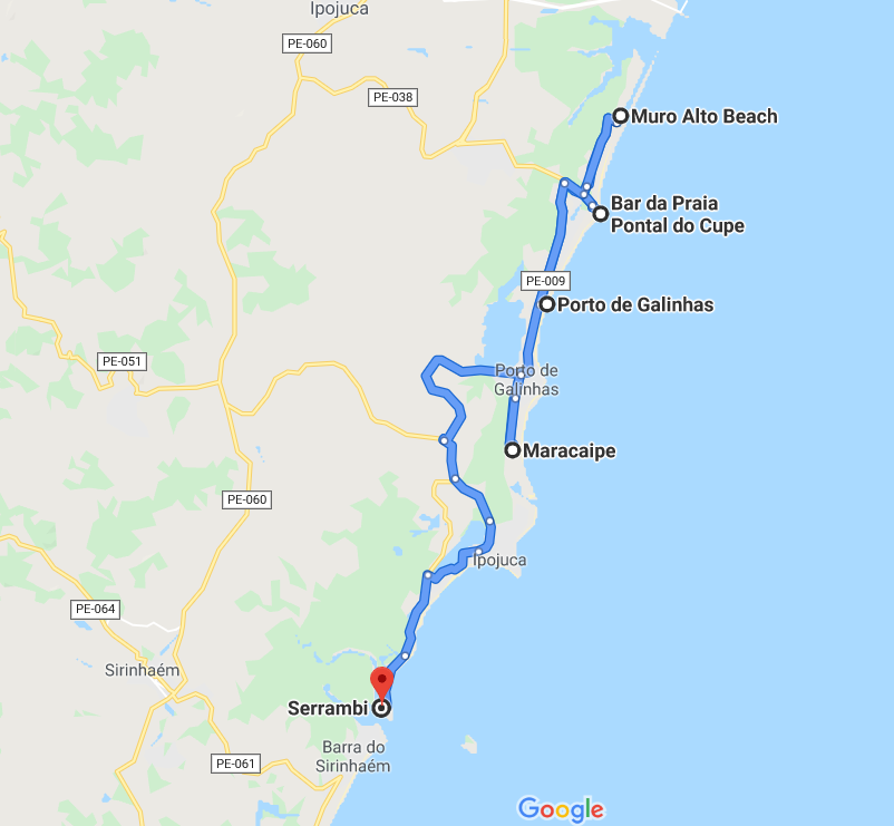 mapa de praias